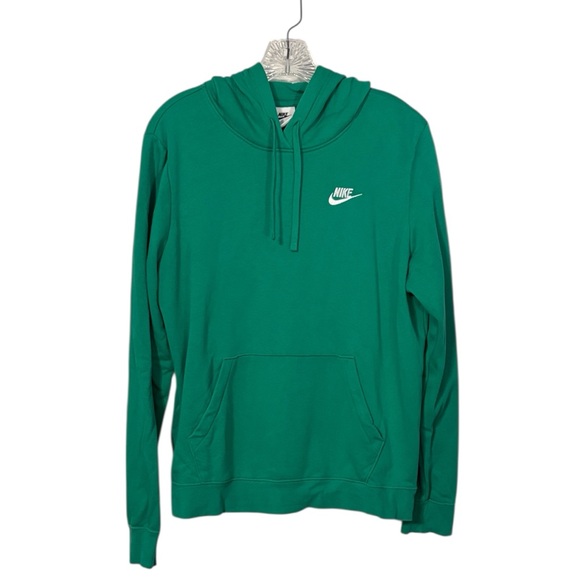 Nike Sportswear Club Fleece Hoodie Green with White Logo L Casual Activewear - Picture 1 of 7